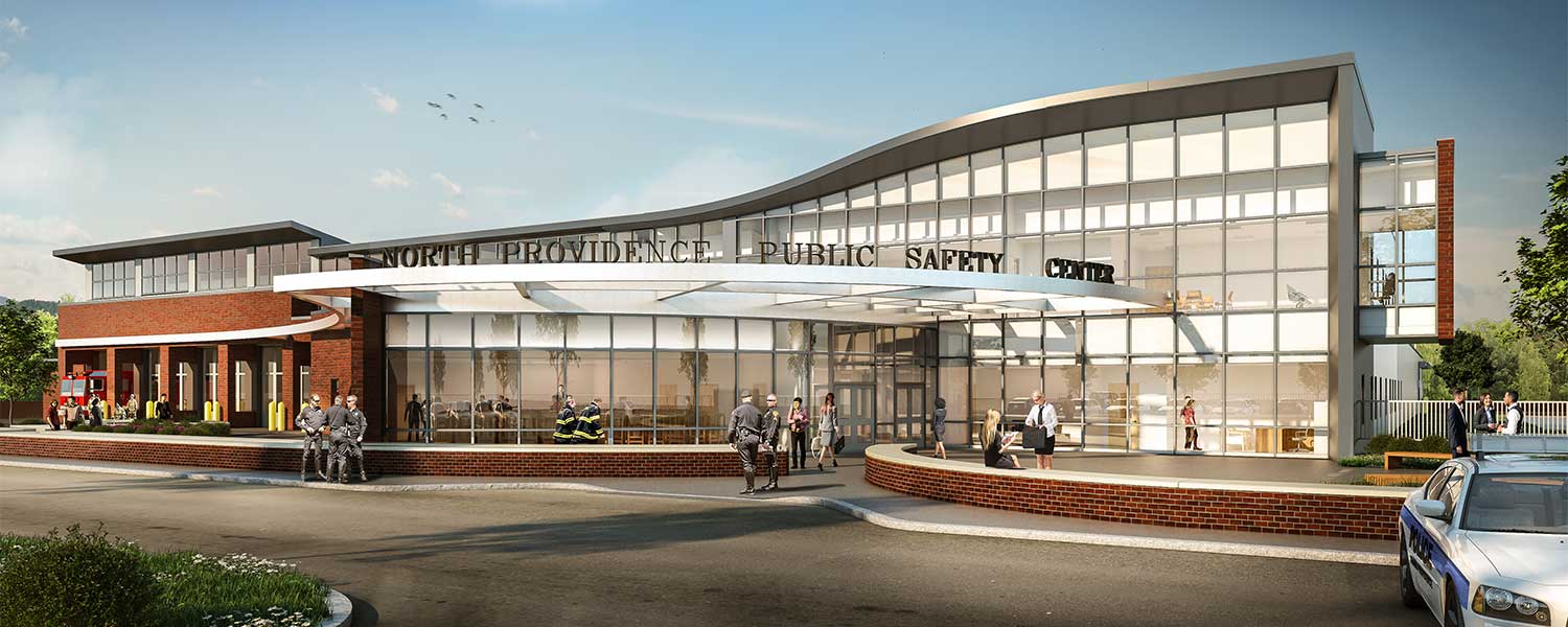 Rendered image North Providence Public Safety Center Design