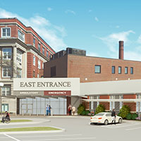 Rendering of Roger Williams Medical Center Emergency Department Addition